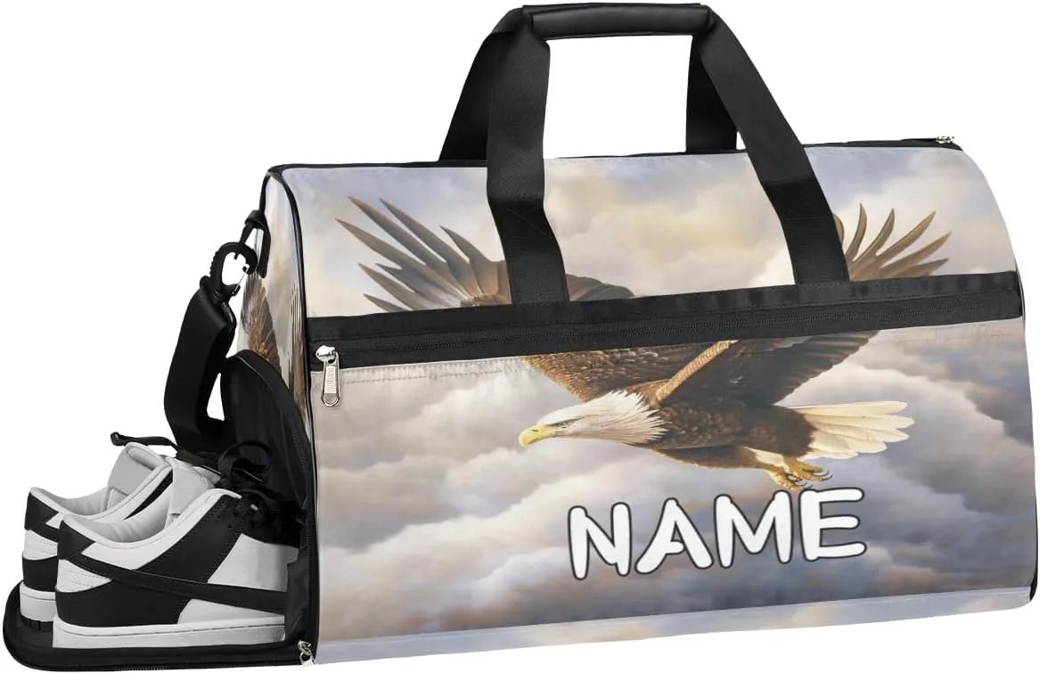 Bird Eagle Sky Sports Gym Bag with Wet Pocket & Shoes Compartment Travel Duffel Bag for Women Men Custom Sports Gym Bag Personalized Overnight Stay Weekend Tote Beach Luggage