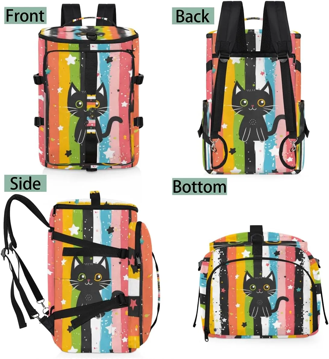Black Cat Travel Backpack Carry On Flight Approved for Men Women, Lightweight Large Luggage Weekender Casual Daypack Backpacks for Traveling Airplane