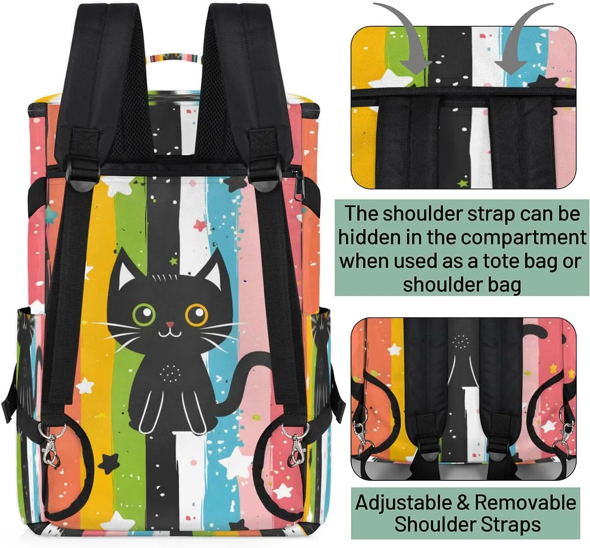 Black Cat Travel Backpack Carry On Flight Approved for Men Women, Lightweight Large Luggage Weekender Casual Daypack Backpacks for Traveling Airplane