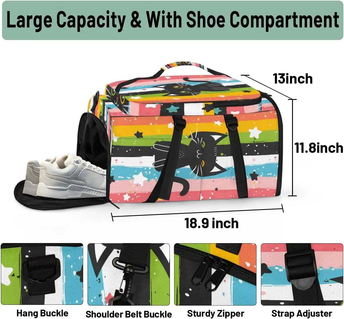 Black Cat Travel Backpack Carry On Flight Approved for Men Women, Lightweight Large Luggage Weekender Casual Daypack Backpacks for Traveling Airplane