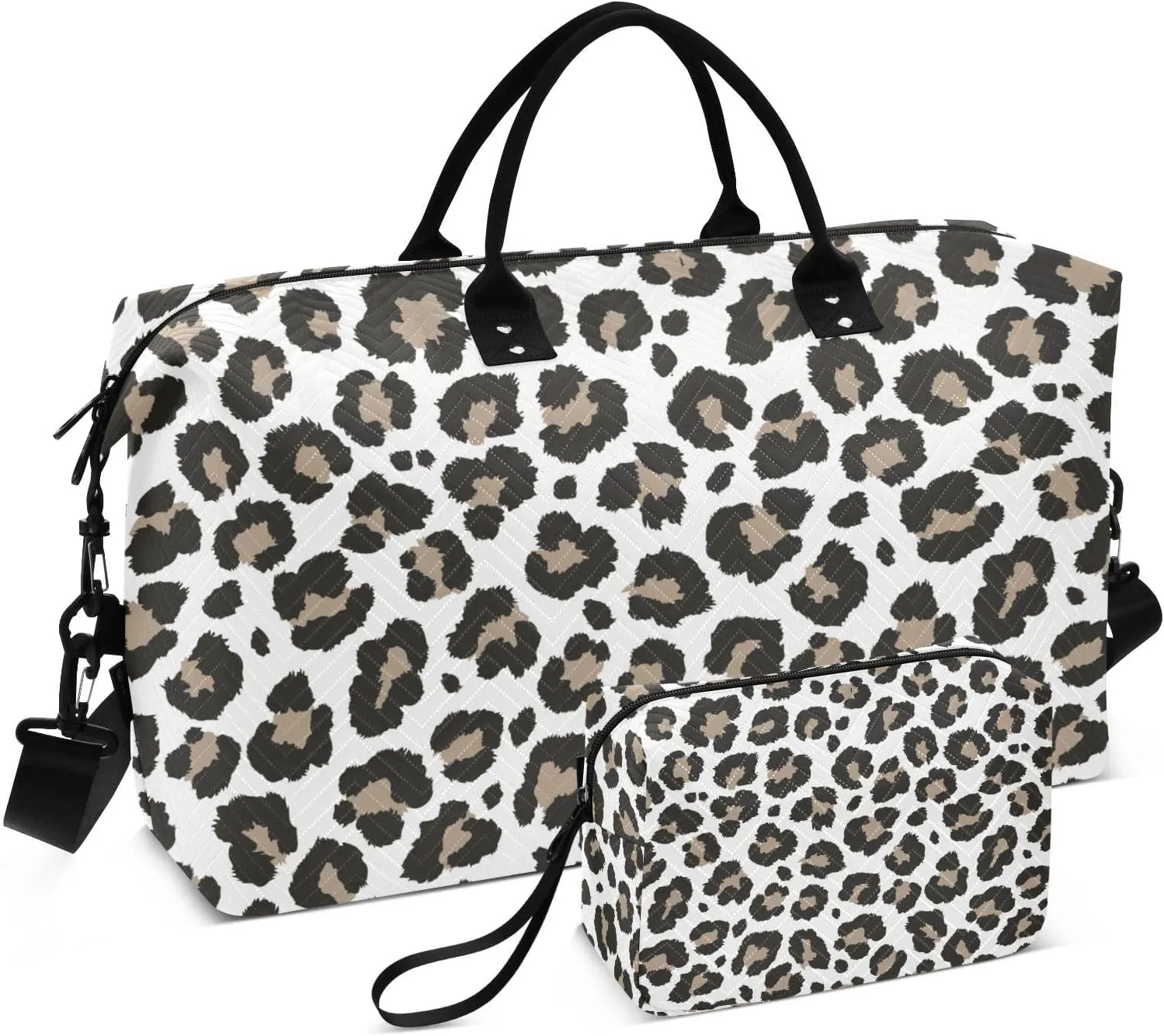 Bolaz Duffle Bag for Travel-Leopard Print5Weekender Overnight Bag with Wet Pocket and Shoes Compartment for WomenLarge Carry On Airport Bag with Toiletry Bag for Travel, Business Trips, Sports