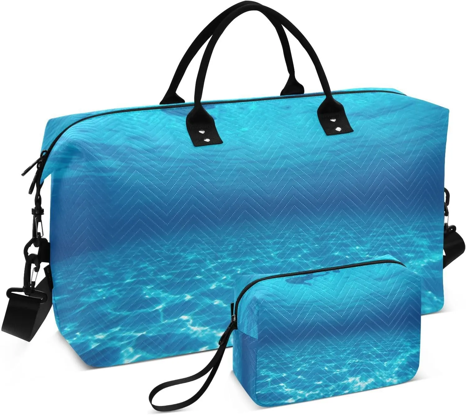Bolaz Duffle Bag for Travel-SeafloorWeekender Overnight Bag with Wet Pocket and Shoes Compartment for WomenLarge Carry On Airport Bag with Toiletry Bag for Travel, Business Trips, Sports
