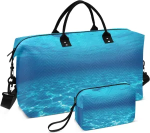 Bolaz Duffle Bag for Travel-SeafloorWeekender Overnight Bag with Wet Pocket and Shoes Compartment for WomenLarge Carry On Airport Bag with Toiletry Bag for Travel, Business Trips, Sports