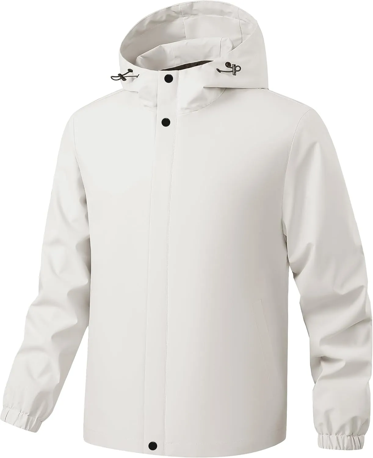 Breathable Waterproof Windproof Hooded Jacket Lightweight Raincoat for Hiking, Camping, Men Women (Outdoor Solid Color)