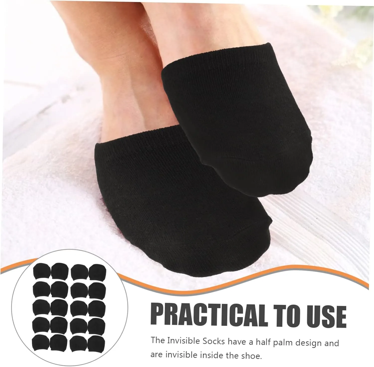 Cabilock Invisible Socks Half Palm Women's Cotton Socks 10 Pairs Comfortable No Show for High Heel