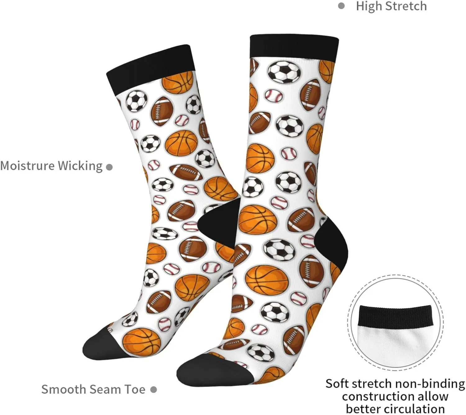 Casual Unisex Socks, Fun Crew Crazy Dress Socks Novelty Gifts