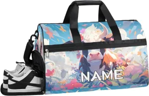 Cattle Summer Illustration Sports Gym Bag with Wet Pocket & Shoes Compartment Travel Duffel Bag for Women Men Custom Sports Gym Bag Personalized Overnight Stay Weekend Tote Beach Luggage