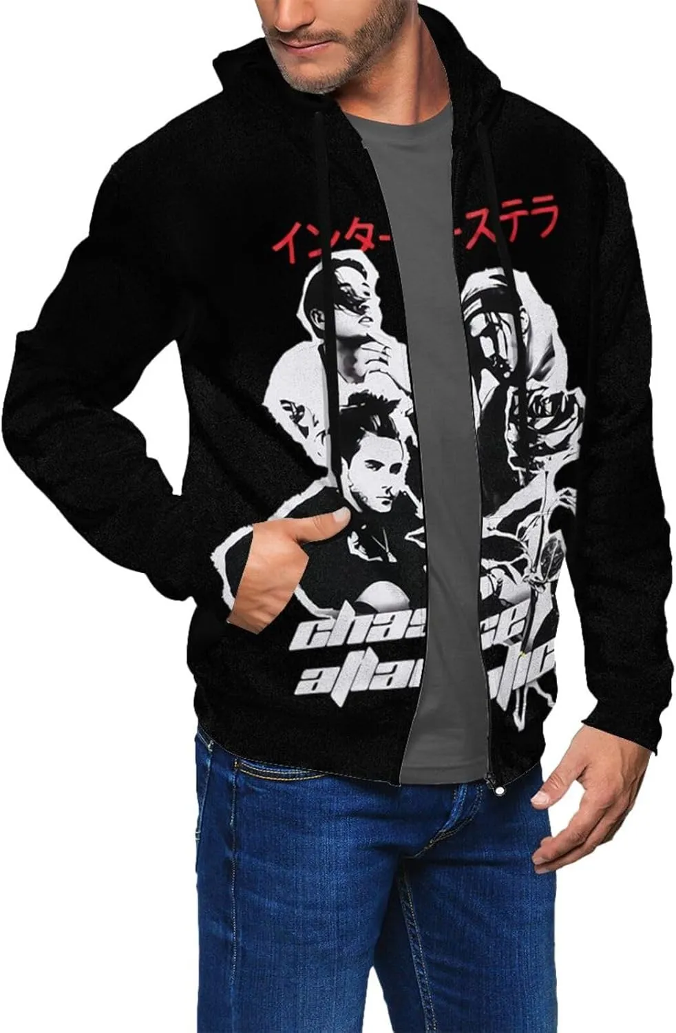 Chase Music Atlantic Band Full Zip Hoodie Men'S Casual Sweatshirt Long Sleeve With Pocket Pullover Hoody