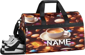 Coffee Colorful Galaxy Sports Gym Bag with Wet Pocket & Shoes Compartment Travel Duffel Bag for Women Men Custom Sports Gym Bag Personalized Overnight Stay Weekend Tote Beach Luggage
