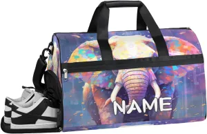 Colorful Animal Elephant Sports Gym Bag with Wet Pocket & Shoes Compartment Travel Duffel Bag for Women Men Custom Sports Gym Bag Personalized Overnight Stay Weekend Tote Beach Luggage