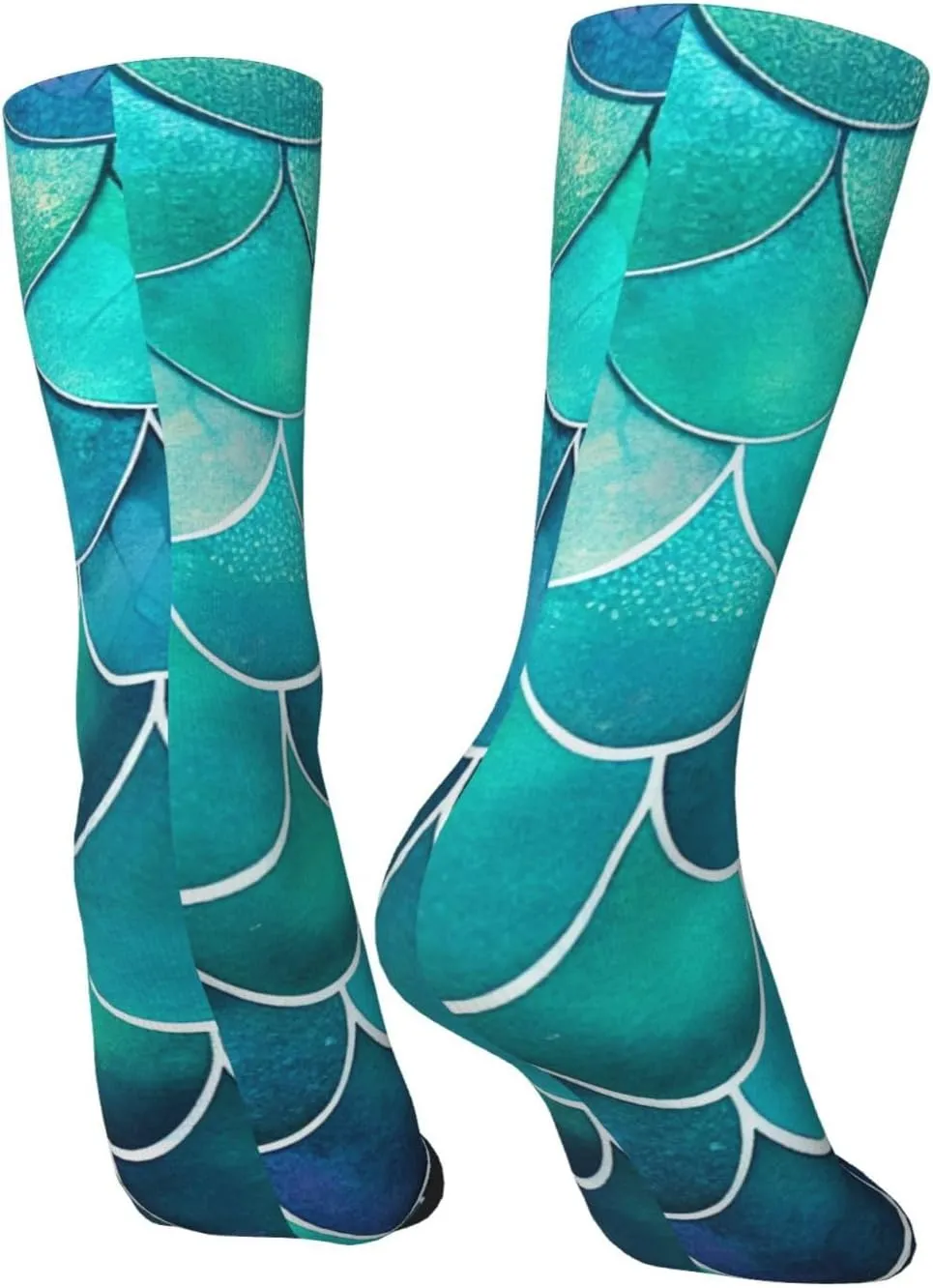 Colorful Mermaid Scales Crew Socks Unisex Mid Calf Hiking Running Athletic Socks Colorful Print Socks