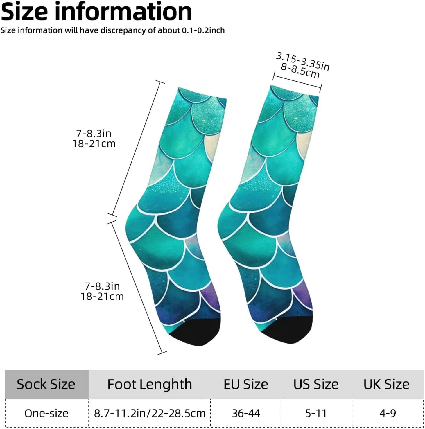 Colorful Mermaid Scales Crew Socks Unisex Mid Calf Hiking Running Athletic Socks Colorful Print Socks