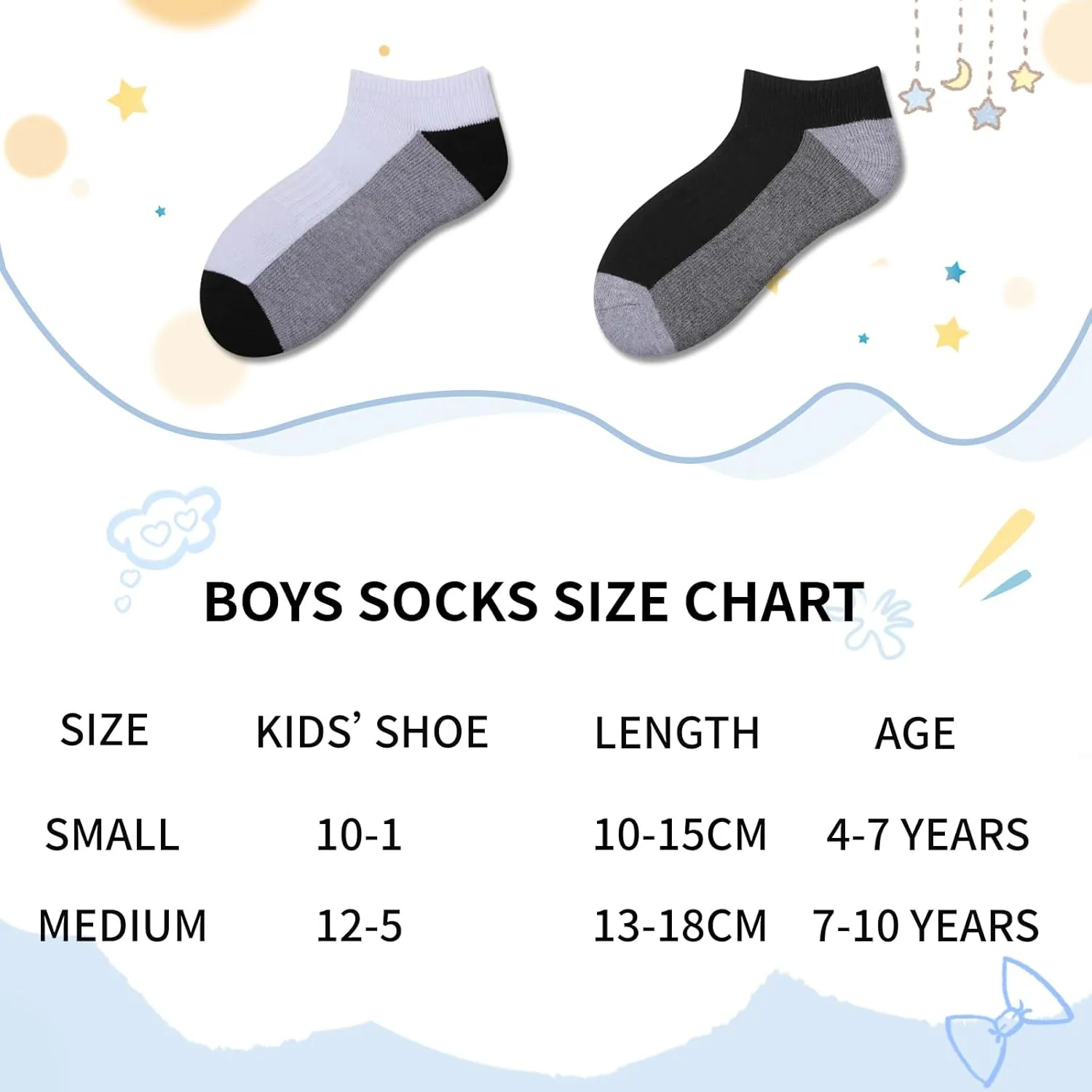 Comfoex Boys Ankle Athletic Low Cut Socks - 8 Pairs for 6-8, 4-6, 8-10 Years Old - Half Cushioned Short Socks