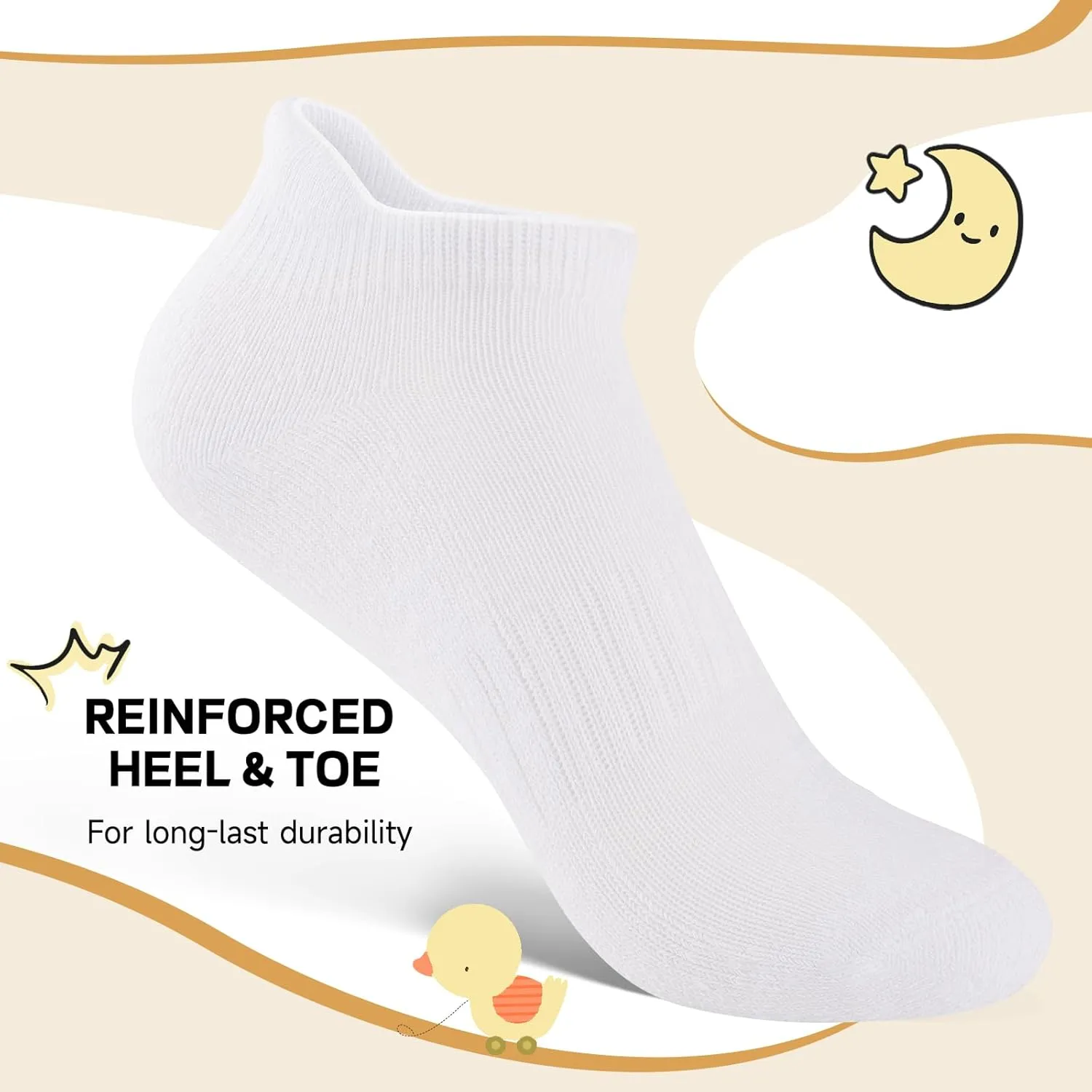 Comfoex Boys Girls Socks 8 Pairs Ankle Athletic Low Cut Socks For Kids 4-6 6-8 8-10 Years Old With Cushioned Sole