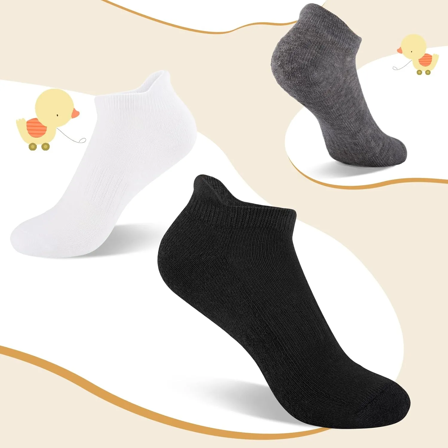 Comfoex Boys Girls Socks 8 Pairs Ankle Athletic Low Cut Socks For Kids 4-6 6-8 8-10 Years Old With Cushioned Sole