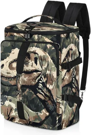 Cool Camo Dinosaur Travel Backpack Carry On Flight Approved for Men Women, Lightweight Large Luggage Weekender Casual Daypack Backpacks for Traveling Airplane