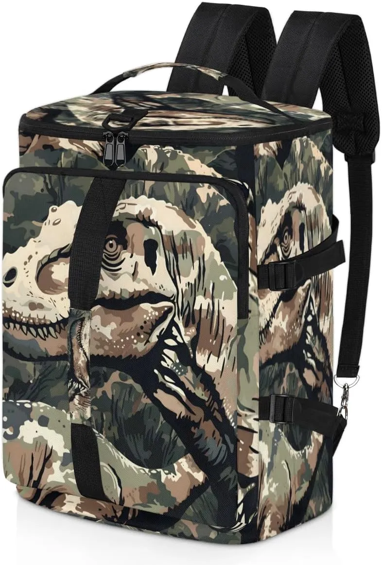Cool Camo Dinosaur Travel Backpack Carry On Flight Approved for Men Women, Lightweight Large Luggage Weekender Casual Daypack Backpacks for Traveling Airplane