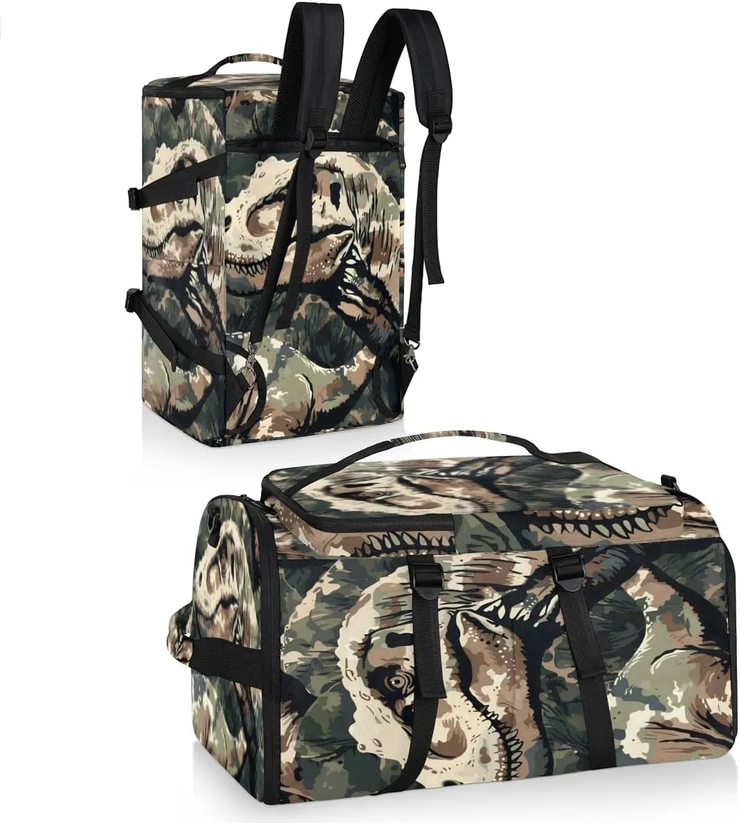 Cool Camo Dinosaur Travel Backpack Carry On Flight Approved for Men Women, Lightweight Large Luggage Weekender Casual Daypack Backpacks for Traveling Airplane