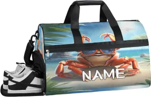 Crab Beach Hawaii Sports Gym Bag with Wet Pocket & Shoes Compartment Travel Duffel Bag for Women Men Custom Sports Gym Bag Personalized Overnight Stay Weekend Tote Beach Luggage