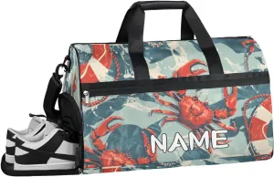 Crab Ocean Summer Sports Gym Bag with Wet Pocket & Shoes Compartment Travel Duffel Bag for Women Men Custom Sports Gym Bag Personalized Overnight Stay Weekend Tote Beach Luggage