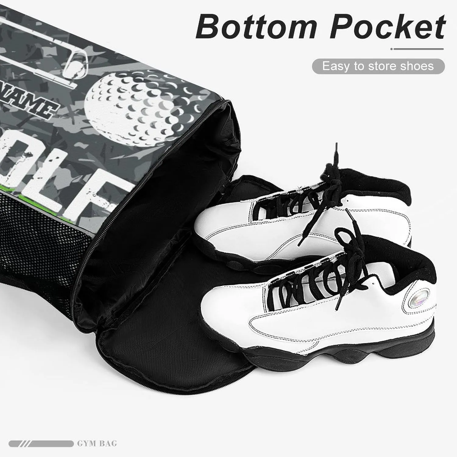 Custom Golf Drawstring Backpack - Cute Cinch Sack, String Backpacks with Pocket for Kids Women Men Boys Girls for Gym Outdoor Sports Travel Athletic Drawstring Bag - Lightweight/Foldable