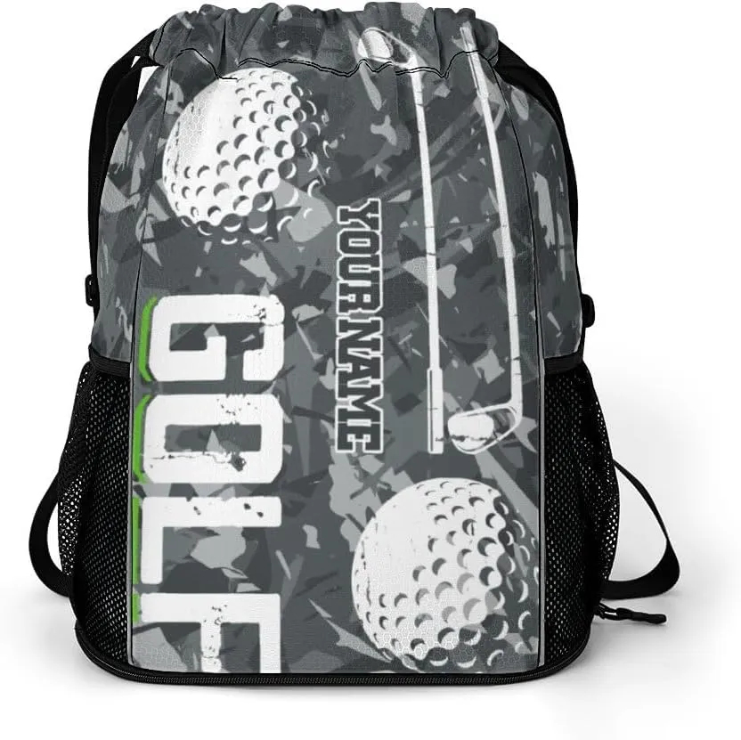 Custom Golf Drawstring Backpack - Cute Cinch Sack, String Backpacks with Pocket for Kids Women Men Boys Girls for Gym Outdoor Sports Travel Athletic Drawstring Bag - Lightweight/Foldable
