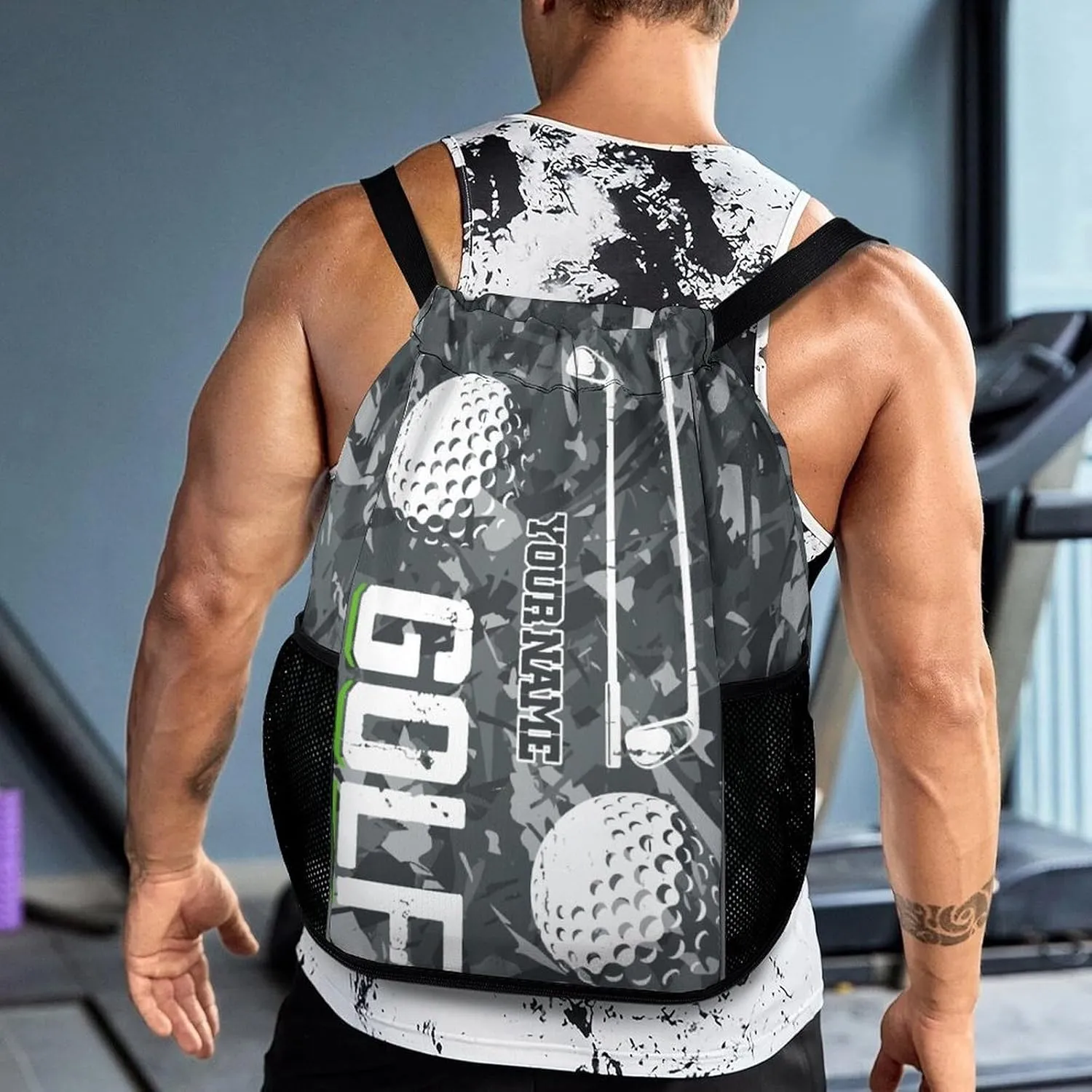 Custom Golf Drawstring Backpack - Cute Cinch Sack, String Backpacks with Pocket for Kids Women Men Boys Girls for Gym Outdoor Sports Travel Athletic Drawstring Bag - Lightweight/Foldable