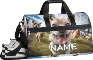 Cute Dog Background Sports Gym Bag with Wet Pocket & Shoes Compartment Travel Duffel Bag for Women Men Custom Sports Gym Bag Personalized Overnight Stay Weekend Tote Beach Luggage