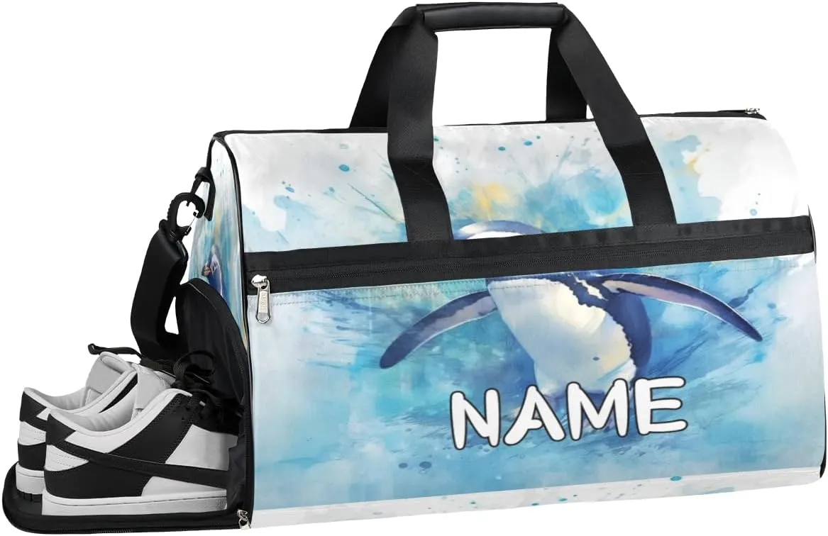 Cute Penguin Watercolor Sports Gym Bag with Wet Pocket & Shoes Compartment Travel Duffel Bag for Women Men Custom Sports Gym Bag Personalized Overnight Stay Weekend Tote Beach Luggage