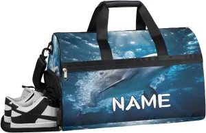 Dolphin Ocean Pattern Sports Gym Bag with Wet Pocket & Shoes Compartment Travel Duffel Bag for Women Men Custom Sports Gym Bag Personalized Overnight Stay Weekend Tote Beach Luggage