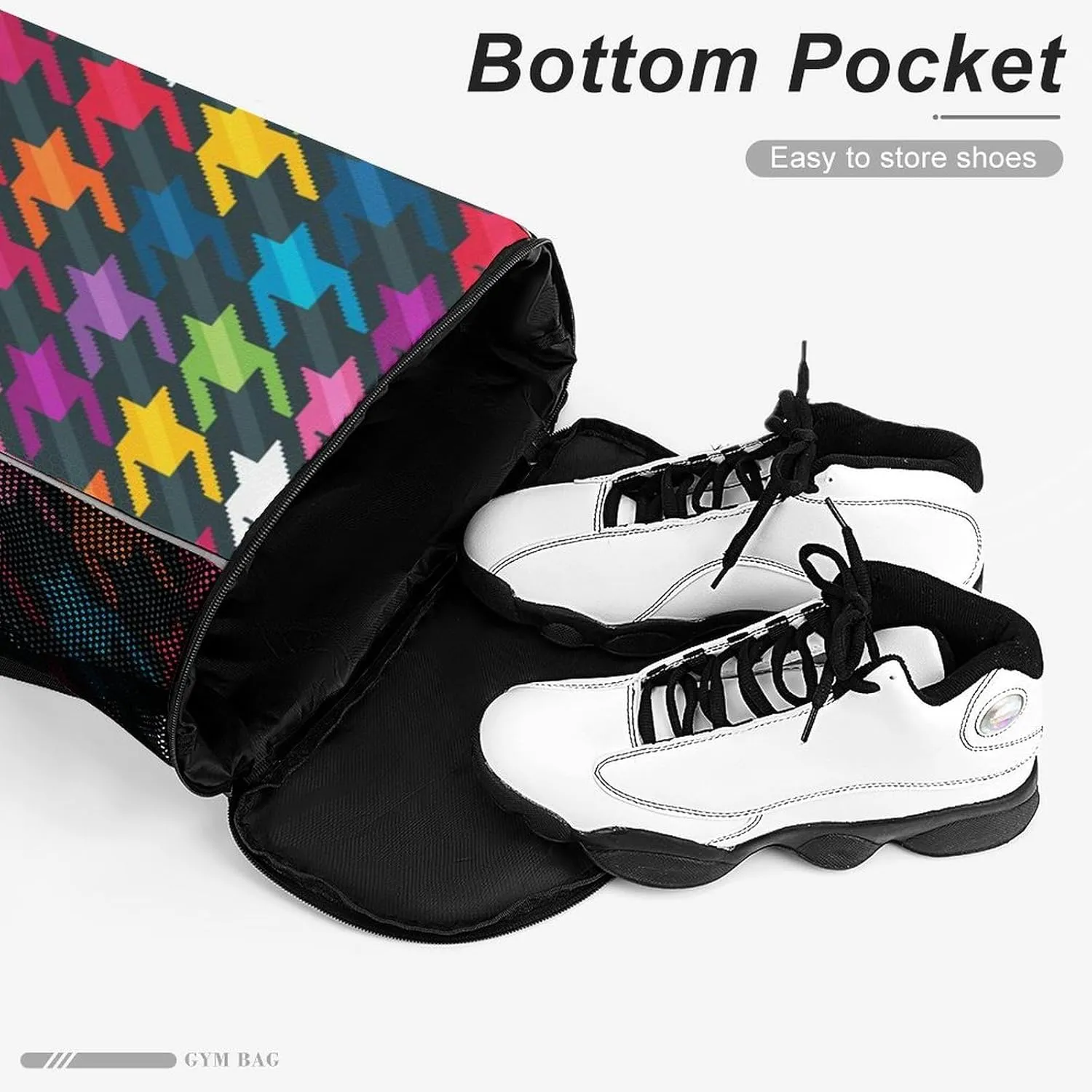 Drawstring Backpack Bag Sackpack Gym Bag Sport Beach Daypack Compatible with Houndstooth Plaid White Red Green Pattern for Men Women Cycling Hiking Team Training