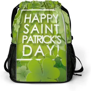Drawstring Backpack Bag Sackpack Gym Bag Sport Beach Daypack Compatible with St Patricks Day Background for Men Women Cycling Hiking Team Training