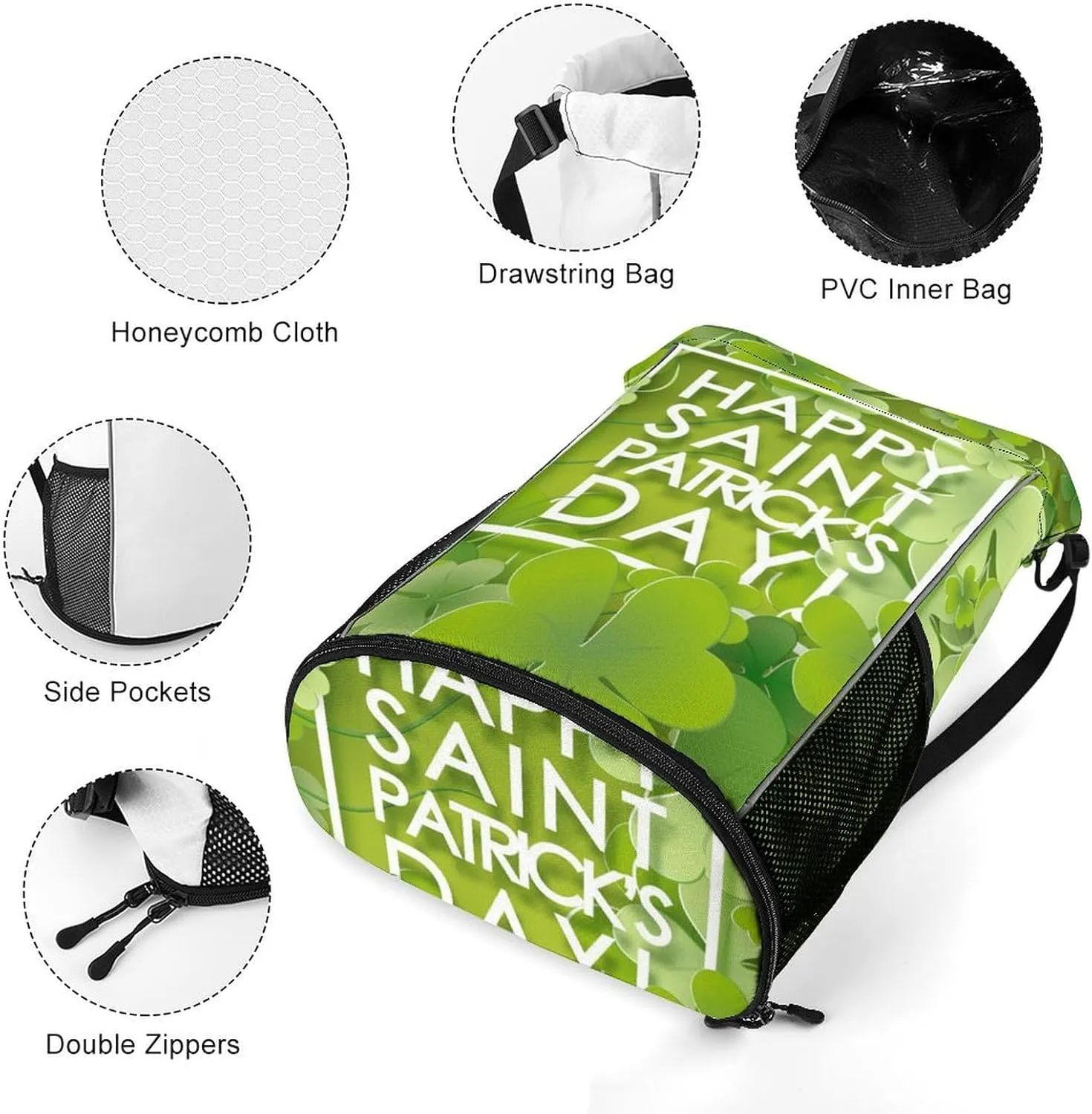 Drawstring Backpack Bag Sackpack Gym Bag Sport Beach Daypack Compatible with St Patricks Day Background for Men Women Cycling Hiking Team Training