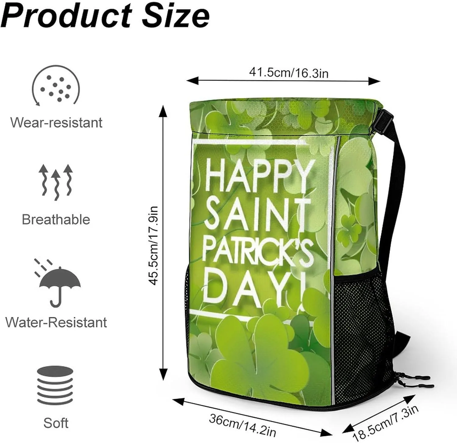 Drawstring Backpack Bag Sackpack Gym Bag Sport Beach Daypack Compatible with St Patricks Day Background for Men Women Cycling Hiking Team Training