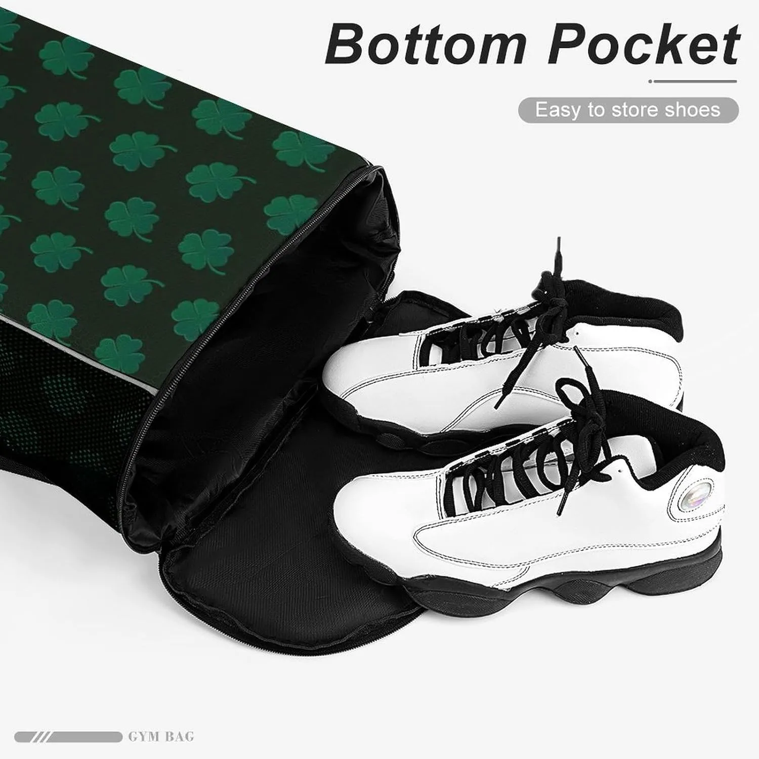 Drawstring Backpack Bag Sackpack Gym Bag Sport Beach Daypack Compatible with St Patricks Day Green Shamrock Clover Leaf Grass for Men Women Cycling Hiking Team Training