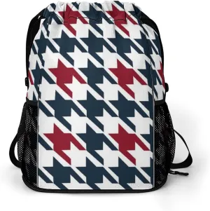 Drawstring Backpack Compatible with Red Black Classical Retro Houndstooth Pattern Gym Bag Men Womens Lightweight Drawstring Gym Backpack with Adjustable Shoulder Strap and Waterproof Compartment