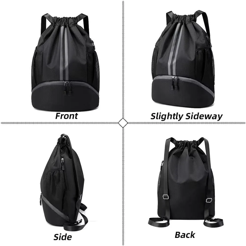 Drawstring Backpack for Men Women Waterproof Sackpack Large Capacity Gym Sports Bag Wet and Dry Separation String Bag