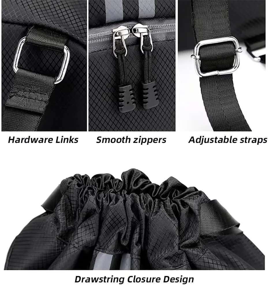 Drawstring Backpack for Men Women Waterproof Sackpack Large Capacity Gym Sports Bag Wet and Dry Separation String Bag