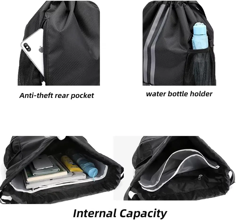 Drawstring Backpack for Men Women Waterproof Sackpack Large Capacity Gym Sports Bag Wet and Dry Separation String Bag