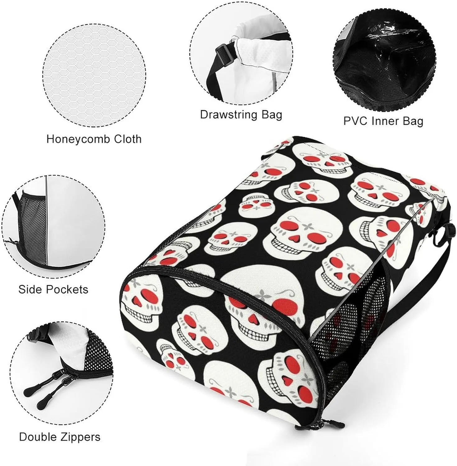 Drawstring Backpack String Bag Compatible with Red Eyes Skulls Black Sport Sackpack Gym Backpack Workout Bag Lightweight Sackpack Beach Bag for Men Women