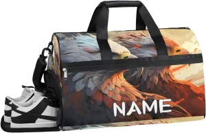 Eagle Animal Print Sports Gym Bag with Wet Pocket & Shoes Compartment Travel Duffel Bag for Women Men Custom Sports Gym Bag Personalized Overnight Stay Weekend Tote Beach Luggage