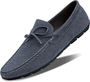 Easy to Put and Remove Loafer Shoes for Men Suede Bow-Knot Tassel Stitching Flexible Moccasins Shoes Flexible Anti-Slip Flat Heel Resistant Lightweight Walking Slip On for All Occasions (Color : Gray