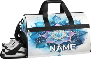 Ethnic Mandala Watercolor Sports Gym Bag with Wet Pocket & Shoes Compartment Travel Duffel Bag for Women Men Custom Sports Gym Bag Personalized Overnight Stay Weekend Tote Beach Luggage