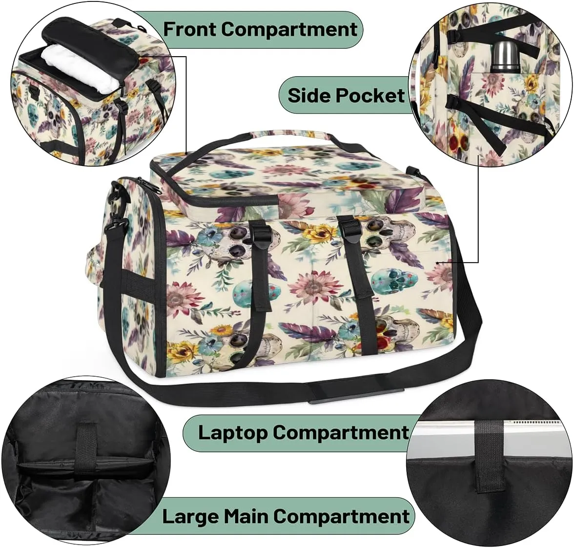 Ethnic Skull Travel Backpack Carry On Flight Approved for Men Women, Lightweight Large Luggage Weekender Casual Daypack Backpacks for Traveling Airplane