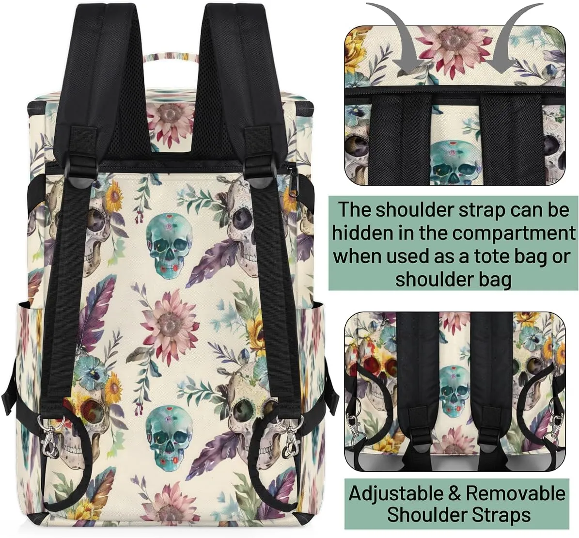 Ethnic Skull Travel Backpack Carry On Flight Approved for Men Women, Lightweight Large Luggage Weekender Casual Daypack Backpacks for Traveling Airplane