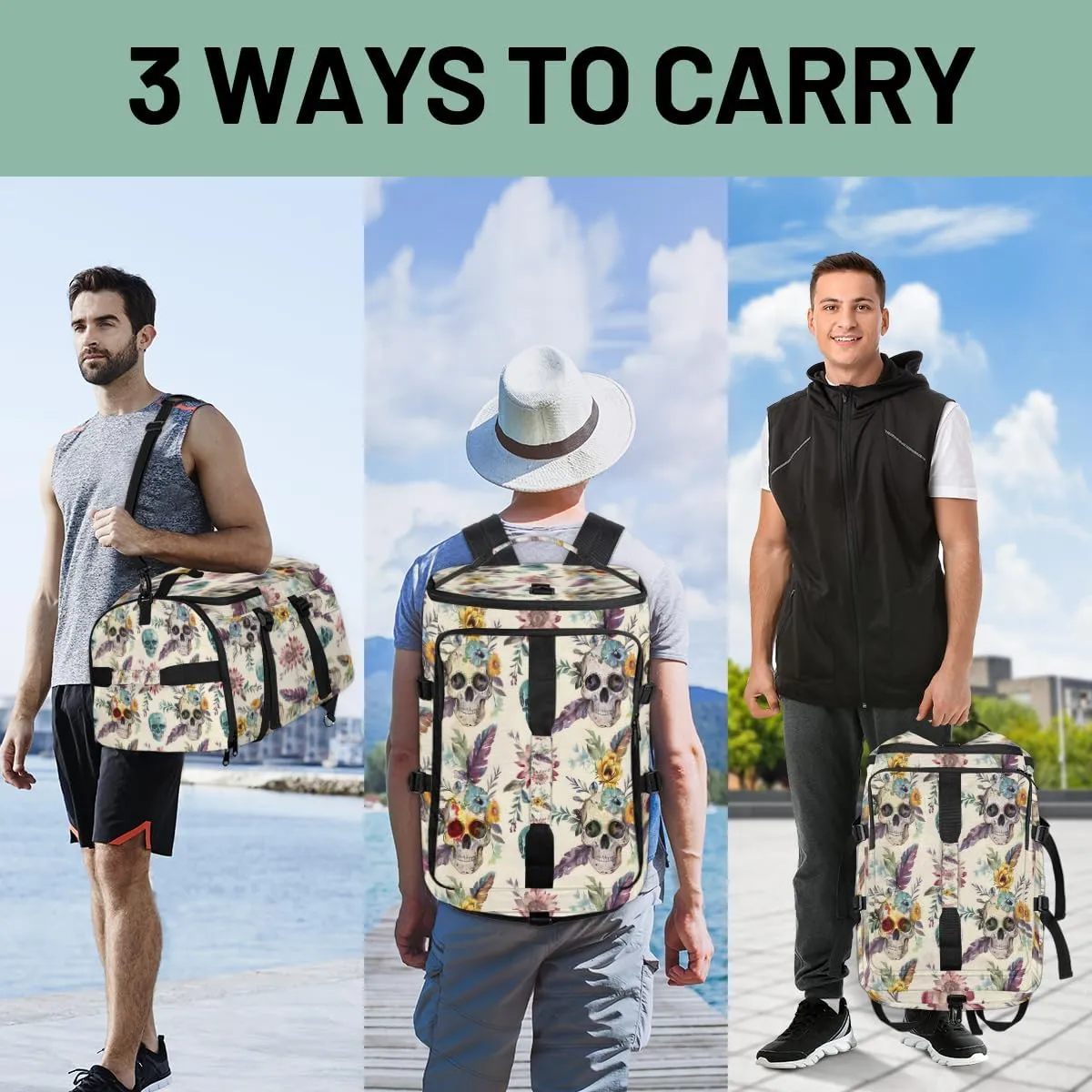 Ethnic Skull Travel Backpack Carry On Flight Approved for Men Women, Lightweight Large Luggage Weekender Casual Daypack Backpacks for Traveling Airplane