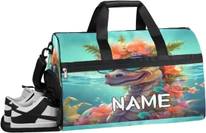 Fashion Hippocampusocean Hawaii Sports Gym Bag with Wet Pocket & Shoes Compartment Travel Duffel Bag for Women Men Custom Sports Gym Bag Personalized Overnight Stay Weekend Tote Beach Luggage