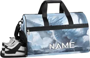 Fierce Animal Dragon Sports Gym Bag with Wet Pocket & Shoes Compartment Travel Duffel Bag for Women Men Custom Sports Gym Bag Personalized Overnight Stay Weekend Tote Beach Luggage