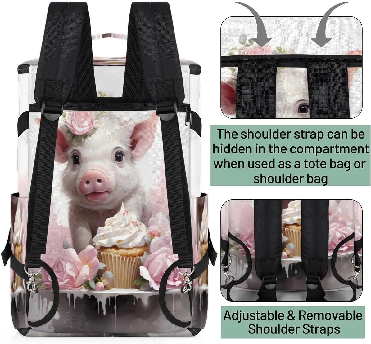 Flower Pig Travel Backpack Carry On Flight Approved for Men Women, Lightweight Large Luggage Weekender Casual Daypack Backpacks for Traveling Airplane