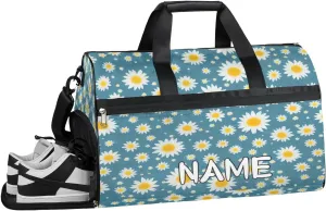 Fresh Daisy Print Sports Gym Bag with Wet Pocket & Shoes Compartment Travel Duffel Bag for Women Men Custom Sports Gym Bag Personalized Overnight Stay Weekend Tote Beach Luggage